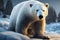 Polar bear in the arctic forest of Antarctica