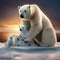 A polar bear family sharing a New Years Eve feast on an ice floe under the Northern Lights4