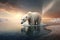 Polar bear and global warming. Concept of climate change. Generated AI