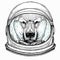 Polar bear head. Vector animal portrait. Astronaut animal. Vector portrait. Cosmos and Spaceman. Space illustration