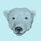 Polar bear head. White kind and smiling Bear. Versatile enhance digital art, web graphics, vintage-inspired branding. Dithering
