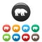 Polar bear howl icons set color