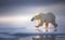A polar bear in its natural habitat, walking on ice in the Canadian Arctic, generative AI