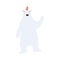 A polar bear in a knitted hat smiles and waves his hand in greeting. Adorable new year childrens