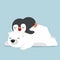 Polar bear with little penguin sleep doodle