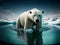 Polar bear on melting iceberg, global warming. Generative AI