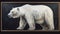 Polar Bear In Night Sky Wooden Board Painting In Robert Smithson Style