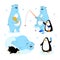Polar bear and penguin - flat design style characters