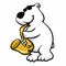 Polar bear saxophonist plays jazz