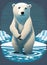 a polar bear standing on an ice floer , vector graphic illustration