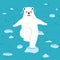 Polar bear stands on melting ice sheet because of the global warming