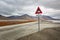 Polar bear warning sign in Longyearbyen - the most Northern settlement in the world. Svalbard, Norway