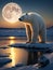 Polar bear watching sunset in Alaska