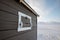 Polar bear window shutter on a small cabin in Svalbard, Norway