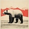Polar Bear In Woodblock Print Style A Captivating Historical Illustration