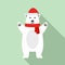 Polar bear xmas icon, flat style