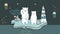 Polar bears on iceberg. Travel on Polar Circle. Cartoon illustration