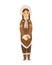 Polar eskimo character. Indigenous woman wearing traditional warm clothes. Traditional ethnic character standing