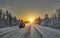 Polar Night Sunset over road in Finland