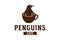 Polar Penguins Silhouette with Coffee Cup for Cafe Logo Design