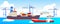 Polar shipyard flat color vector illustration