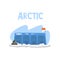 Polar station, expedition to the Arctic vector Illustration on a white background