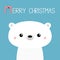 Polar white bear cub face. Merry Christmas. Candycane text. Happy New Year. Cute cartoon baby character. Arctic animal. Hello