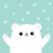 Polar white small little bear cub. Reaching for a hug. Cute cartoon baby character icon. Open hand ready for a hugging Arctic anim
