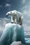 Polarbear standing on iceberg at sea created using generative ai technology