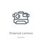 Polaroid camera icon. Thin linear polaroid camera outline icon isolated on white background from hardware collection. Line vector