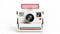 Polaroid camera on white background