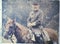 Polaroid Transfer of soldier on horseback during Civil War reenactment of Battle of Bull run