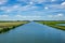 Polder canal landscape close to Rotterdam, the Netherlands