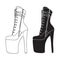 Pole dance high heels boots vector silhouette illustration. Erotic adult dance outline shoes clipart. Cut files shape, cricut