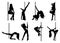 Pole dance women silhouettes