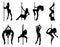 Pole dance women silhouettes