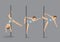 Pole Dancer on Metal Pole Vector Character Set