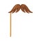 Pole or Stick with Brown Moustache as Party Birthday Photo Booth Prop Vector Illustration