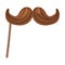 Pole or Stick with Brown Moustache as Party Birthday Photo Booth Prop Vector Illustration