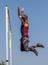 Pole Vaulting Over the Bar