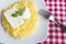 Polenta with Cheese and Sour Cream in a Plate