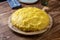 polenta cornmeal on chopping board