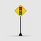 Poles Traffic light, green, yellow, red on white background