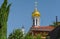 Polesskaya Church or Church of St. Nicholas the Wonderworker in Gomel. St. Nicholas Monastery. Domes and bell tower of the