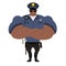 Police African American. Police officer in performance. Strong