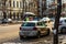 Police agents, Romanian Traffic Police Politia Rutiera directing traffic during the morning rush hour in downtown Bucharest,