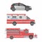 Police, Ambulance car and Fire truck