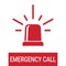 Police Or Ambulance Red Flasher Siren, Emergency Call Isolated On A White Background. Vector Icon Illustration.