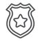 Police badge line icon, police and sheriff, officer badge sign, vector graphics, a linear pattern on a white background.