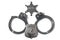 Police Badge Sheriff Star and Handcuffs - Stock Photo